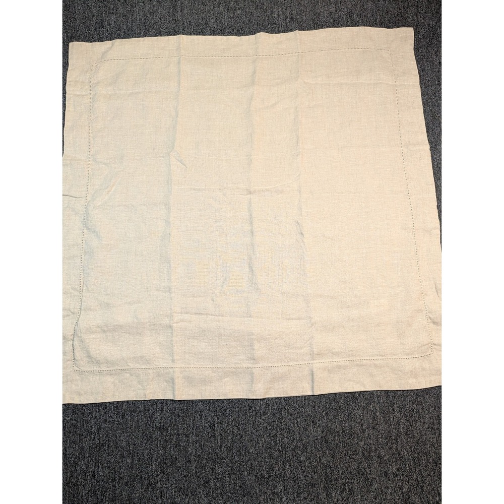 Pottery Barn 100% Linen Hemstitch Oversized Euro Sham Oatmeal Beige